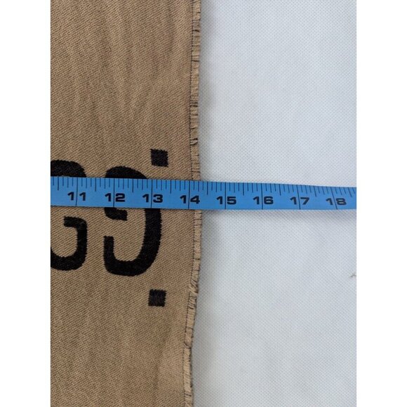 Gucci Jacquard GG Monogram Pattern Wool Silk Scarf Brown/Beige Made in Italy. - Picture 6 of 6